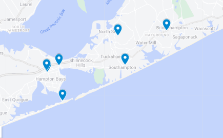Map of pinpoint locations of Active Military and Veteran Parking Program